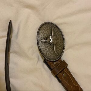 Brown Leather Belt with Silver Buckle